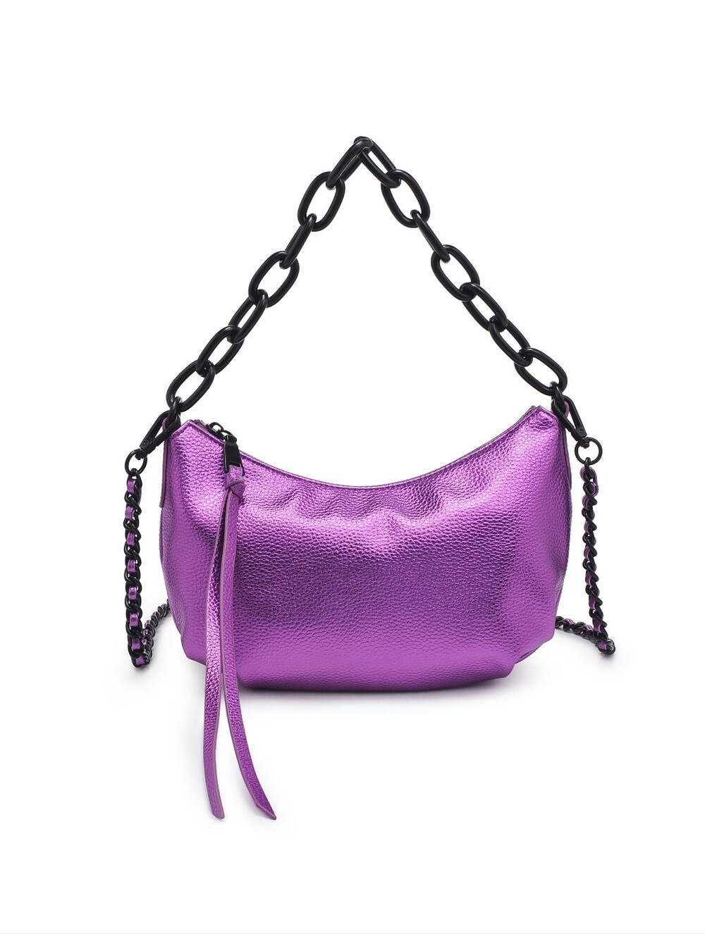 Metallic Purple Crossbody Purse Urban Expressions Bag NEW Chunky Chain